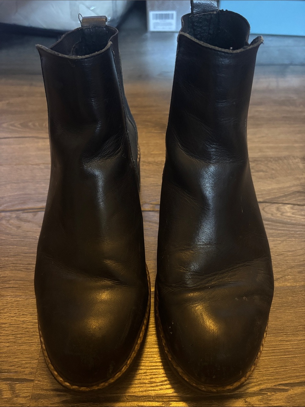 Black leather booties